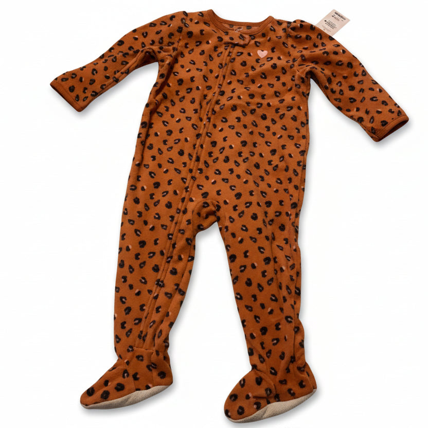 Carter's Girls 18 Month Bear Leopard Printed Fleece Footed Pajamas