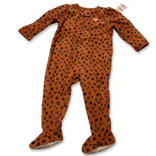 Carter's Girls 18 Month Bear Leopard Printed Fleece Footed Pajamas