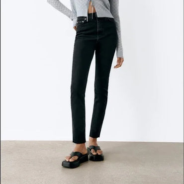 Zara Women's High-Rise Slim Skinny Power Stretch Black Denim Jeans - Gomix Brands Outlet