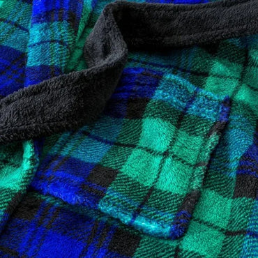 Cat & Jack Boys Plaid Fleece Robe Green and Blue Sleepwear - Gomix Brands Outlet