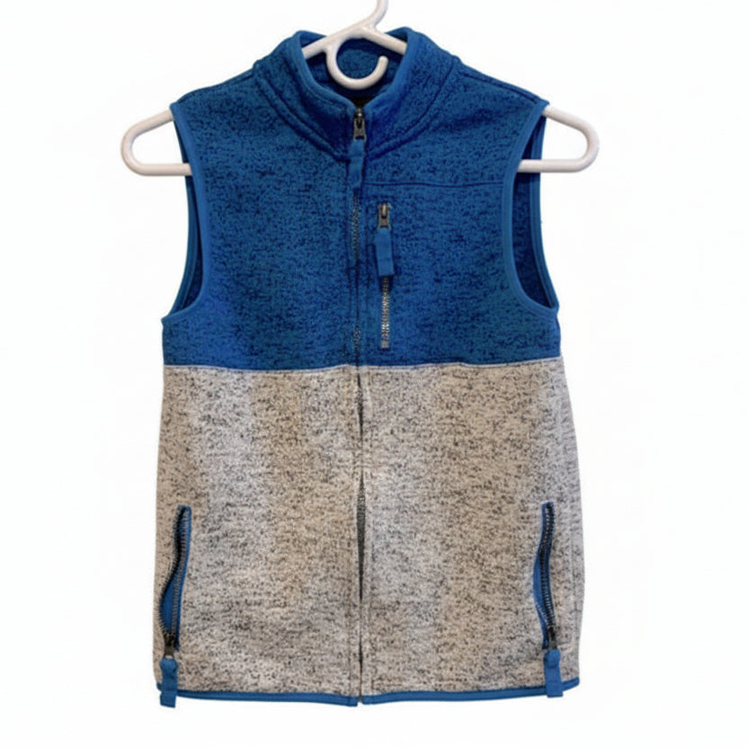 Cat & Jack Boys Zip-Up Fleece Vest Gray and Blue