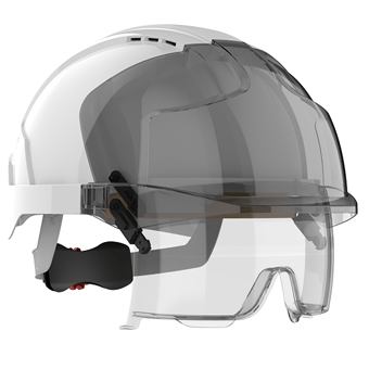 JSP EVO VISTAlens White/Smoke Vented Safety Helmet with Integrated Overspec