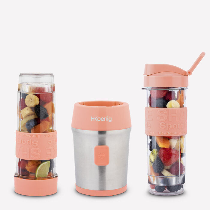 Portable Personal Smoothie Blender, 300W, Stainless Steel, Two 19oz Bottles