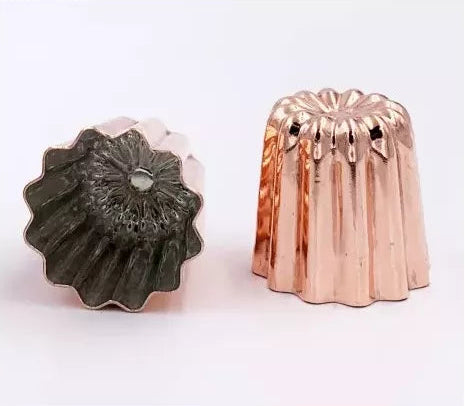 Patisse Premium Tinned Copper Cannelé Molds Set - 3 Pieces, 55mm Diameter