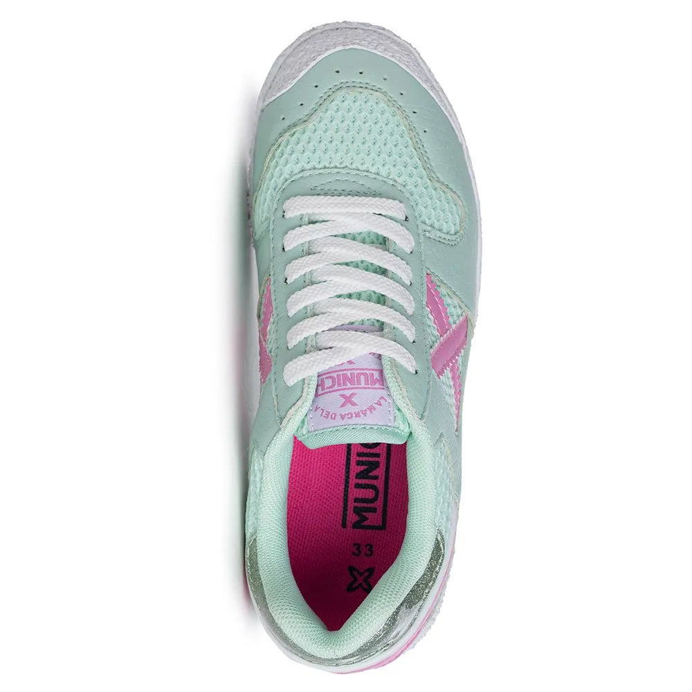 Munich Mini Goal Kids' Durable Green Sneakers with Toe Reinforcement