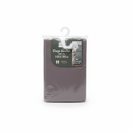 OEKO- TEX Drap housse 100% coton GRIS 140 x 190 cm