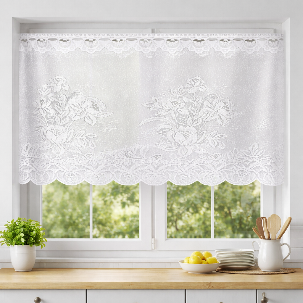 Elbersducke Floral Lace Bistro Curtain – Fabric