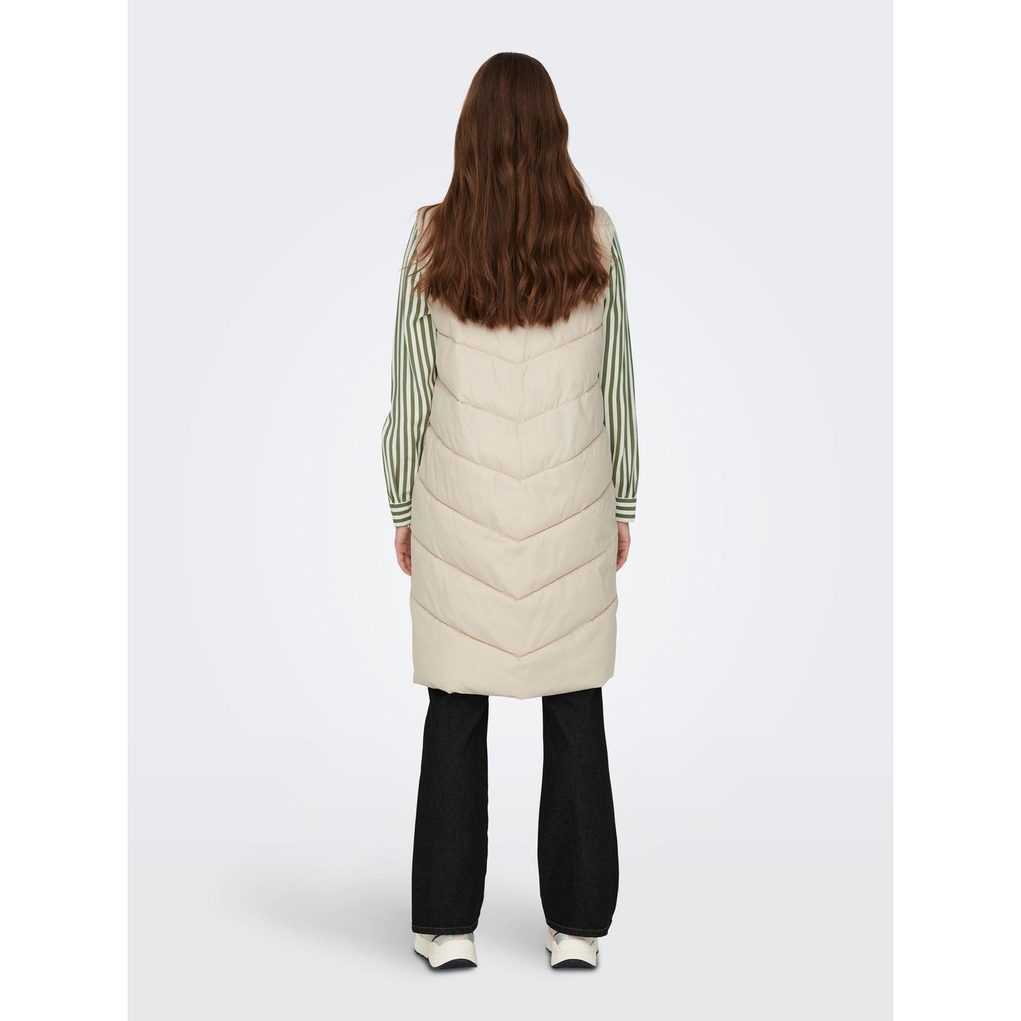 JDY Women's Cream Longline Padded Quilted Gilet Vest for Style and Warmth