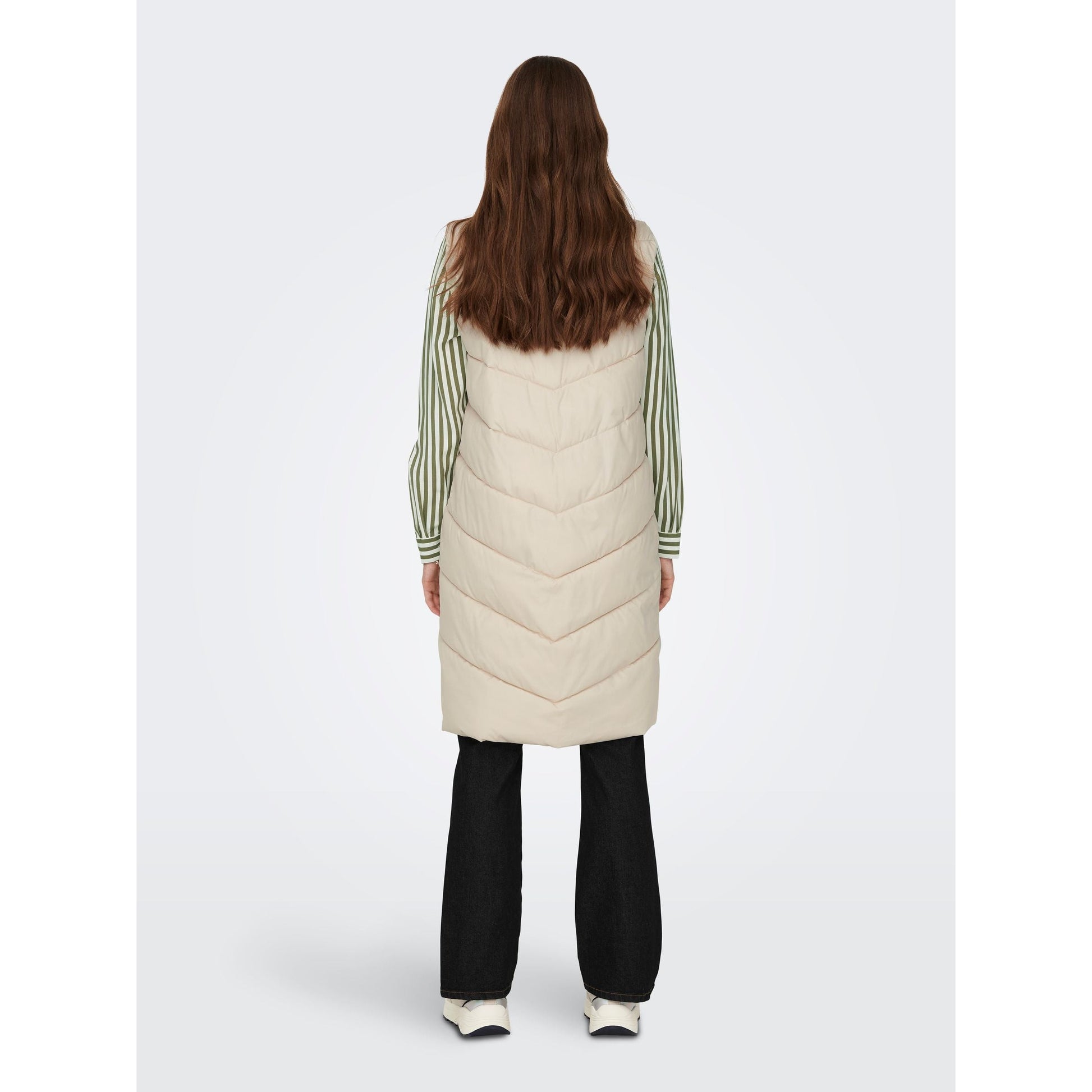 JDY Women's Cream Longline Padded Quilted Gilet Vest for Style and Warmth