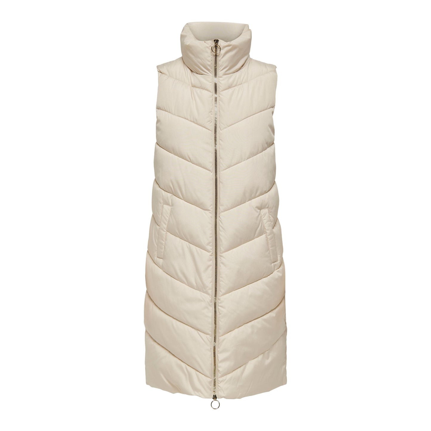 JDY Women's Cream Longline Padded Quilted Gilet Vest for Style and Warmth