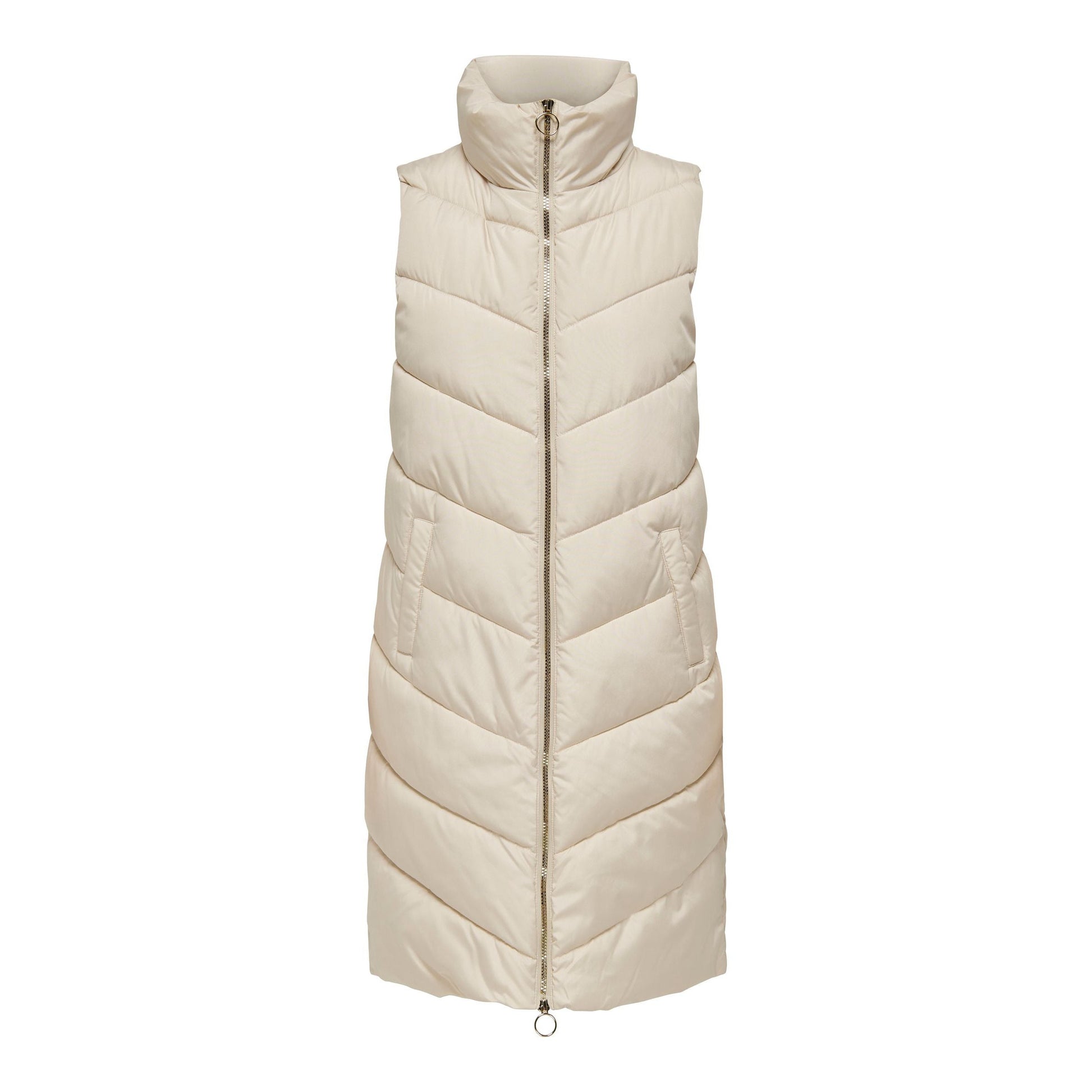 JDY Women's Cream Longline Padded Quilted Gilet Vest for Style and Warmth