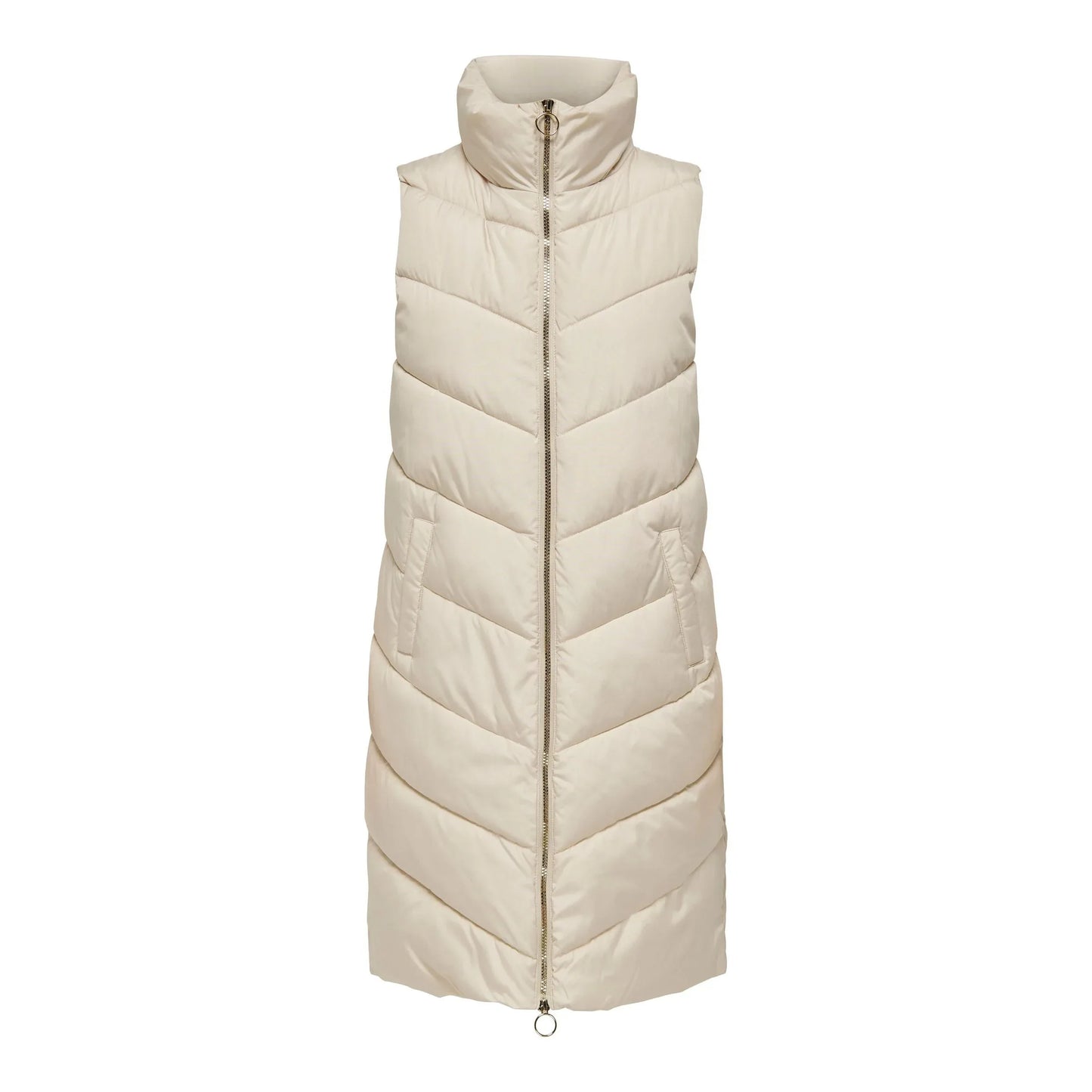 JDY Women's Cream Longline Padded Quilted Gilet Vest for Style and Warmth - Gomix Brands Outlet