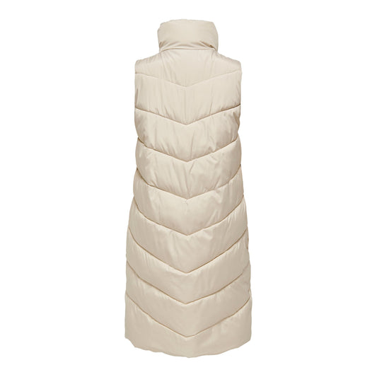 JDY Women's Cream Longline Padded Quilted Gilet Vest for Style and Warmth