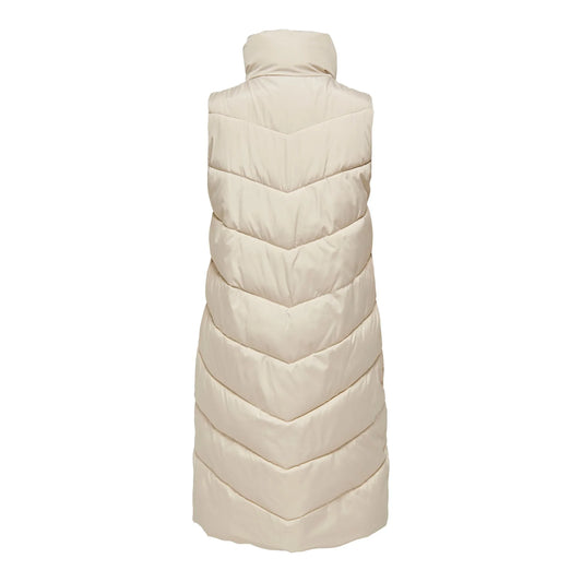 JDY Women's Cream Longline Padded Quilted Gilet Vest for Style and Warmth - Gomix Brands Outlet