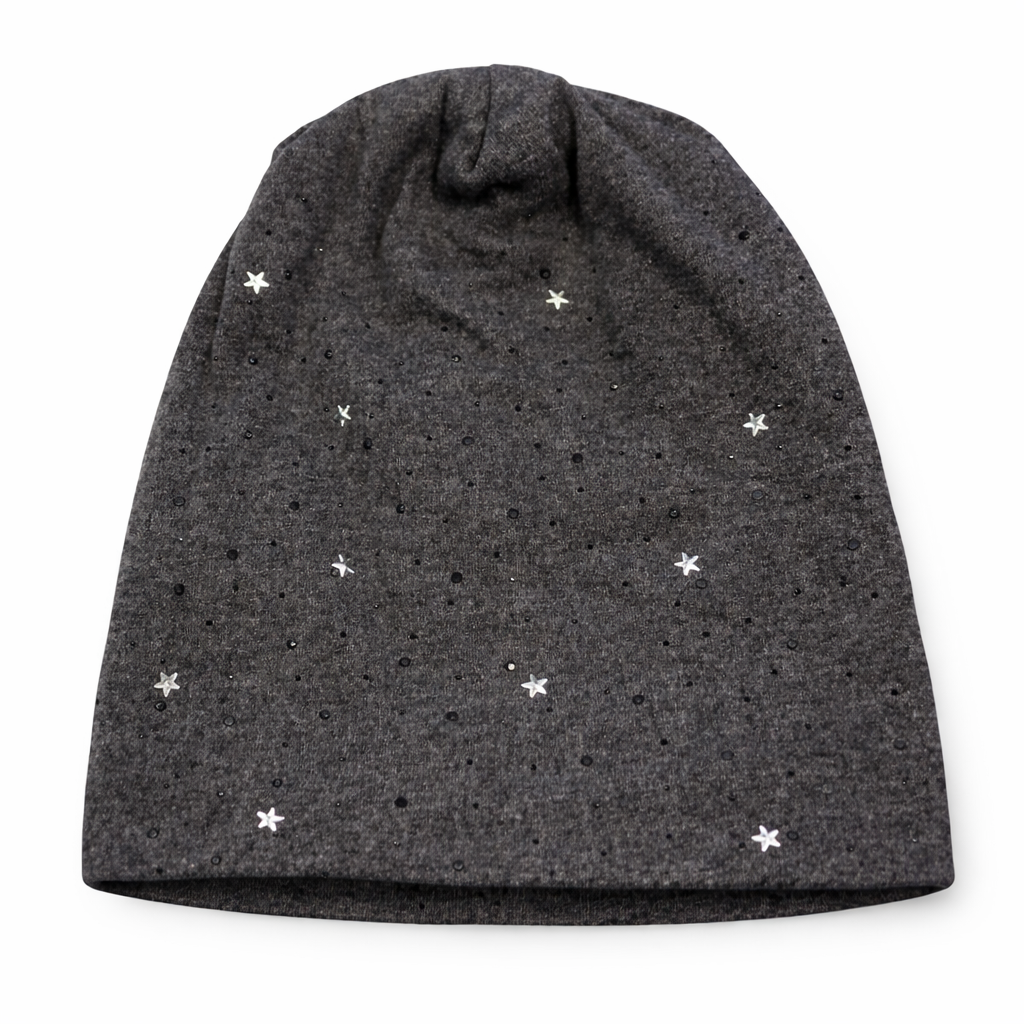 Women's Star‑Print Slouch Winter Beanie with Soft Lining