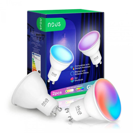 NOUS P8 Smart WiFi RGB GU10 LED Bulbs Dimmable Color Changing 2-Pack - Gomix Brands Outlet