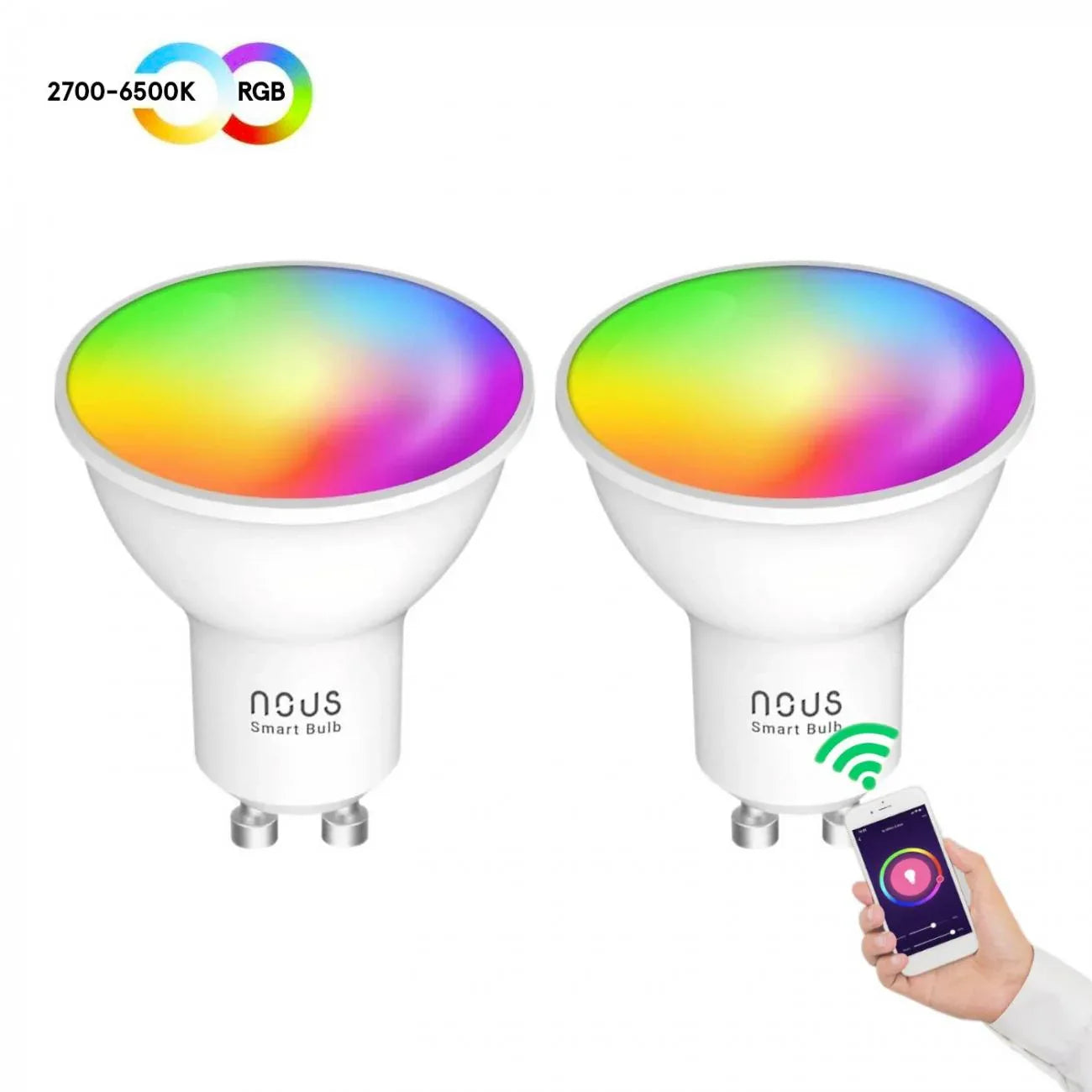NOUS P8 Smart WiFi RGB GU10 LED Bulbs Dimmable Color Changing 2-Pack - Gomix Brands Outlet