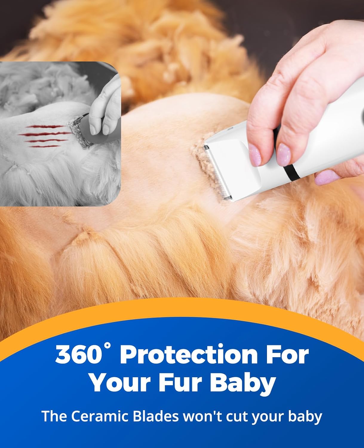 Oneisall N12 4-in-1 Pet Grooming Kit: Quiet, Cordless, Rechargeable Trimmer & Nail Grinder