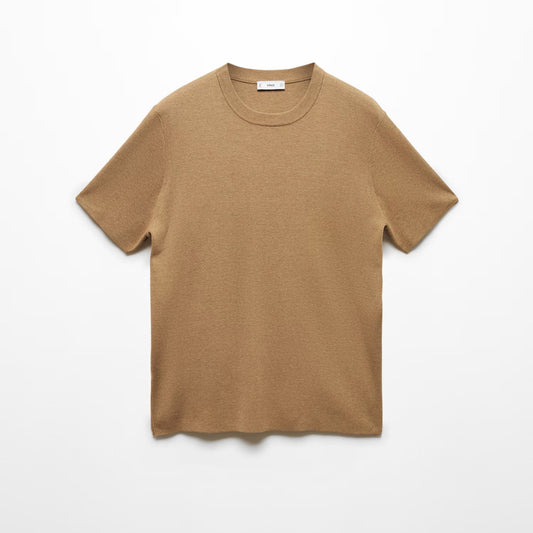 MANGO Men's Cotton Blend Knitted T-Shirt