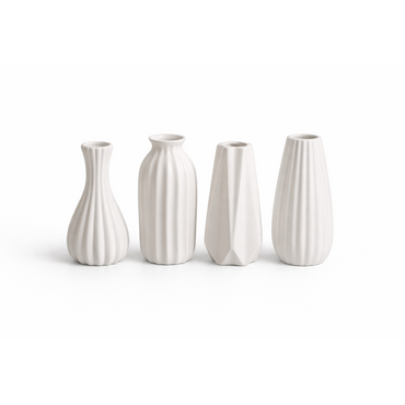 Xunsiga White Ceramic Vase Set of 10, Small White Bulk Bud Vases