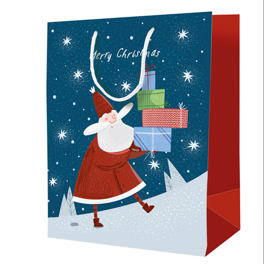 ArtSpace Festive Santa Christmas Gift Bags - 12 Pack, Large 13x16.5x4.7-inch