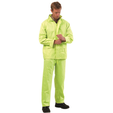 ProChoice Hi-Vis Rainsuit: Durable PVC/Polyester, Elastic Cuffs, Hood, Pockets for Work
