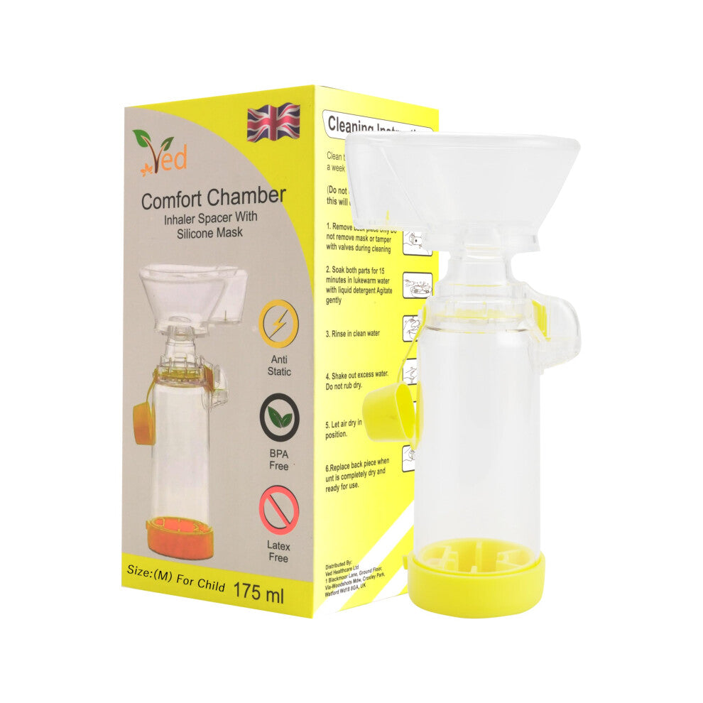 Child Friendly Anti-Static Inhaler Spacer Device Chamber for Metered Dose Inhalers