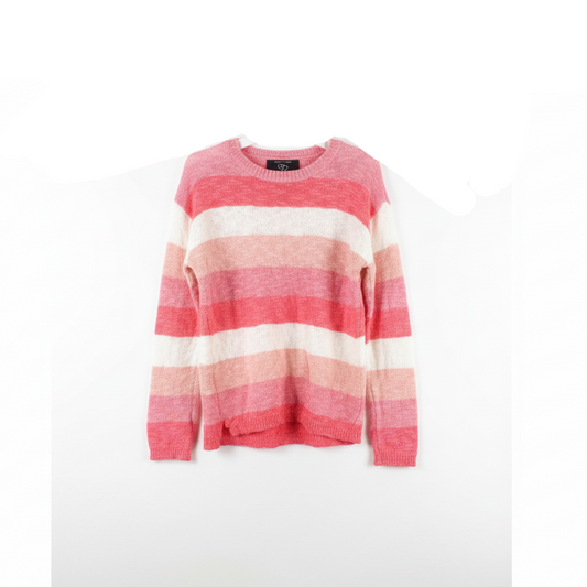 IT OUR TIME Ombre Pink and White Stripe Knit Sweater