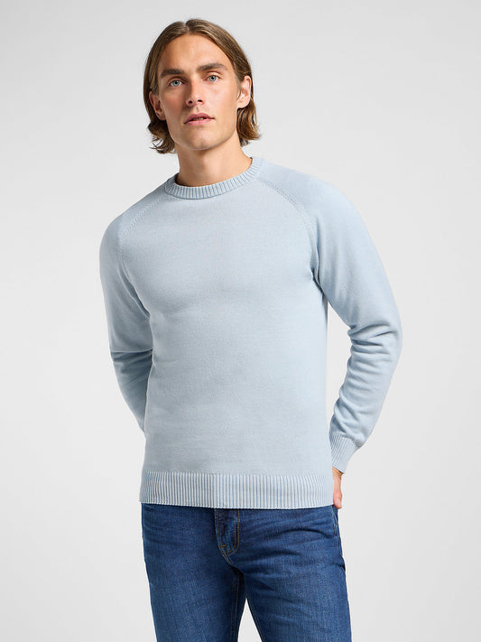 Lee Men's Clean Raglan Sweater - Concrete Gray, 100% Cotton Knit