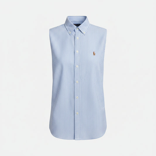 Polo Ralph Lauren Women's Custom Fit Blue Striped Oxford Cotton Shirt - Gomix Brands Outlet