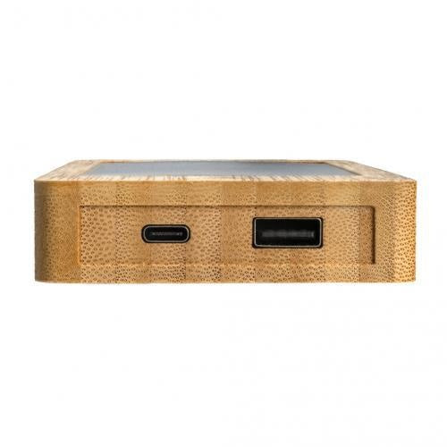 Sunwick 10,000 mAh Bamboo Solar Power Bank, Portable Eco-Friendly Fast Charger
