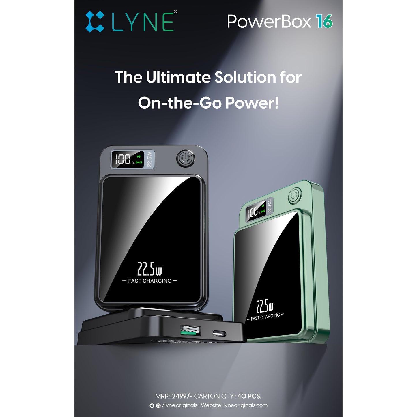LYNE Powerbox 16 22.5W PD Output Magnetic Wireless Charging