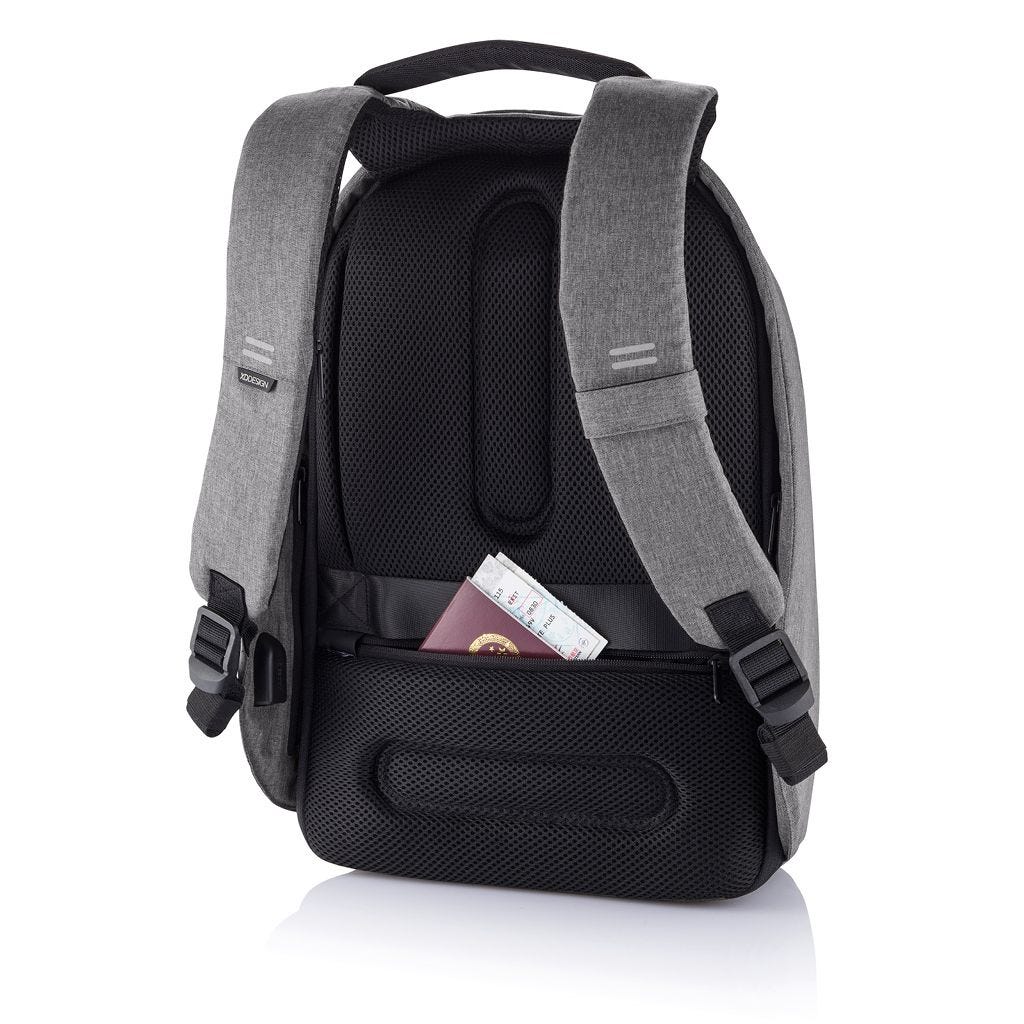 Ultimate Anti-Theft Cut-Resistant Grey Bobby Hero XL Backpack with USB Charging