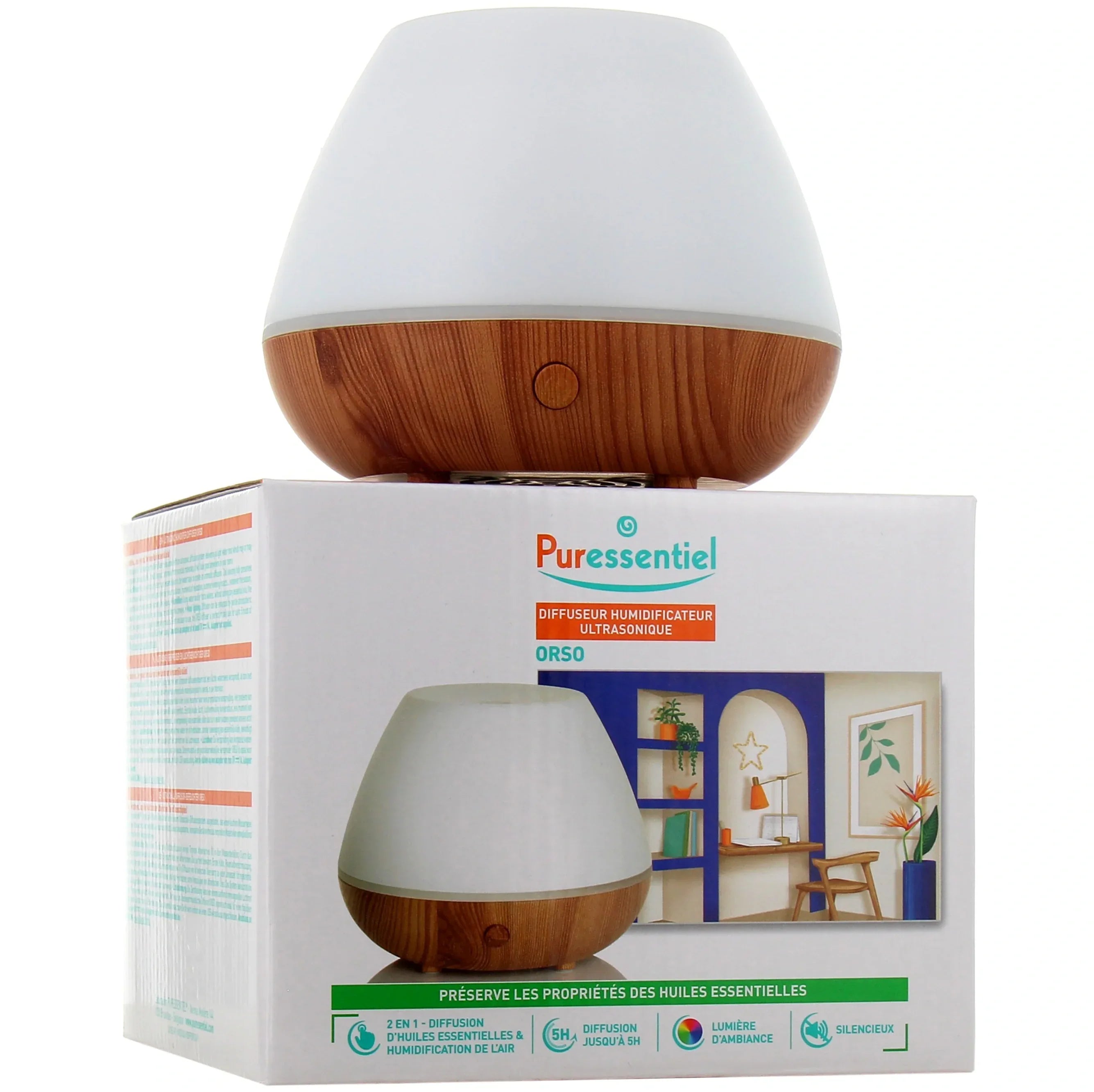 Puressentiel Orso Ultrasonic Diffuser Humidifier: 7 LED Lights, Silent, Eco-Friendly - Gomix Brands Outlet
