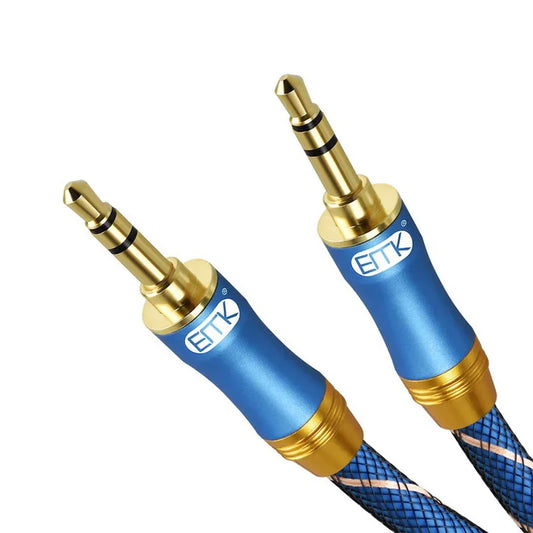 ERTK NEW AUX Blue Premium Braided 3.5mm Audio Cable for Superior Sound - Gomix Brands Outlet