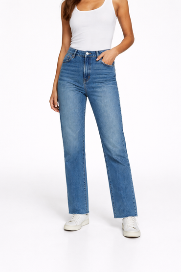 a.n.a Mid Rise Jeans Relaxed Straight Leg Button Fly