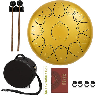 12-Inch Steel Tongue Drum: 13 Notes for Soothing Music Therapy - Gomix Brands Outlet