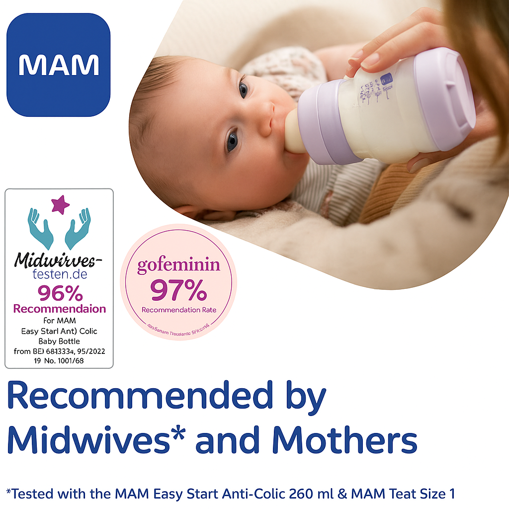 MAM Easy Start Anti-Colic Baby Bottle, 11 oz, Whale Design, 4 Months+