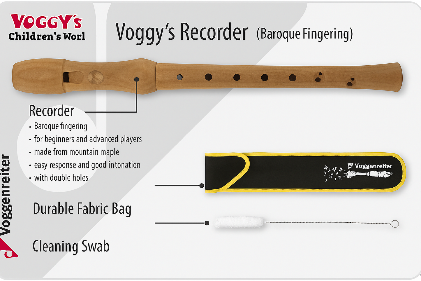 Voggy's Baroque Wooden Recorder Set | Soprano C, Double Hole