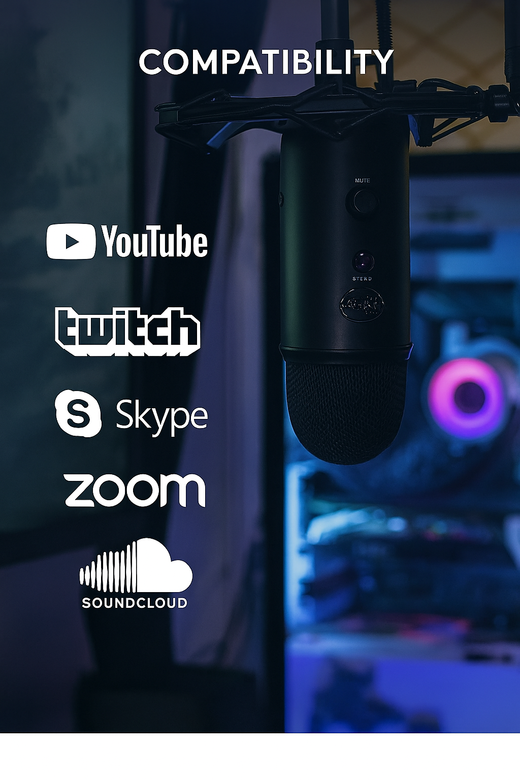 Blue Yeti Blackout USB Microphone: Studio Quality Recording and Streaming