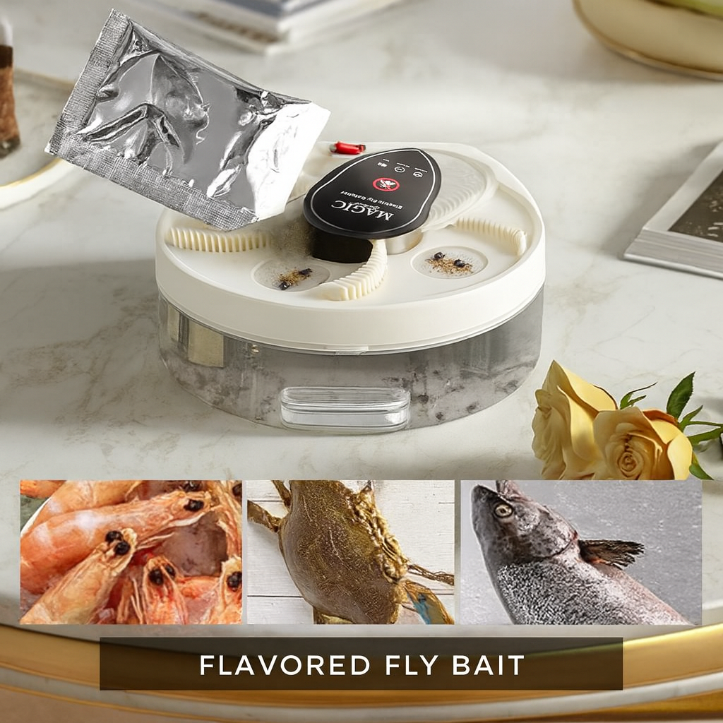 MAGIC SELECT Electric Fly Catcher: 360° Rotating USB-Powered Fly Trap for Home & Kitchen