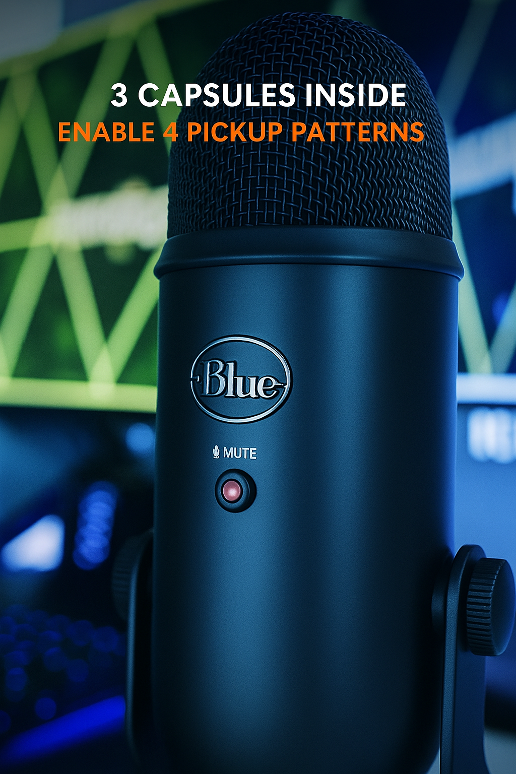 Blue Yeti Blackout USB Microphone: Studio Quality Recording and Streaming