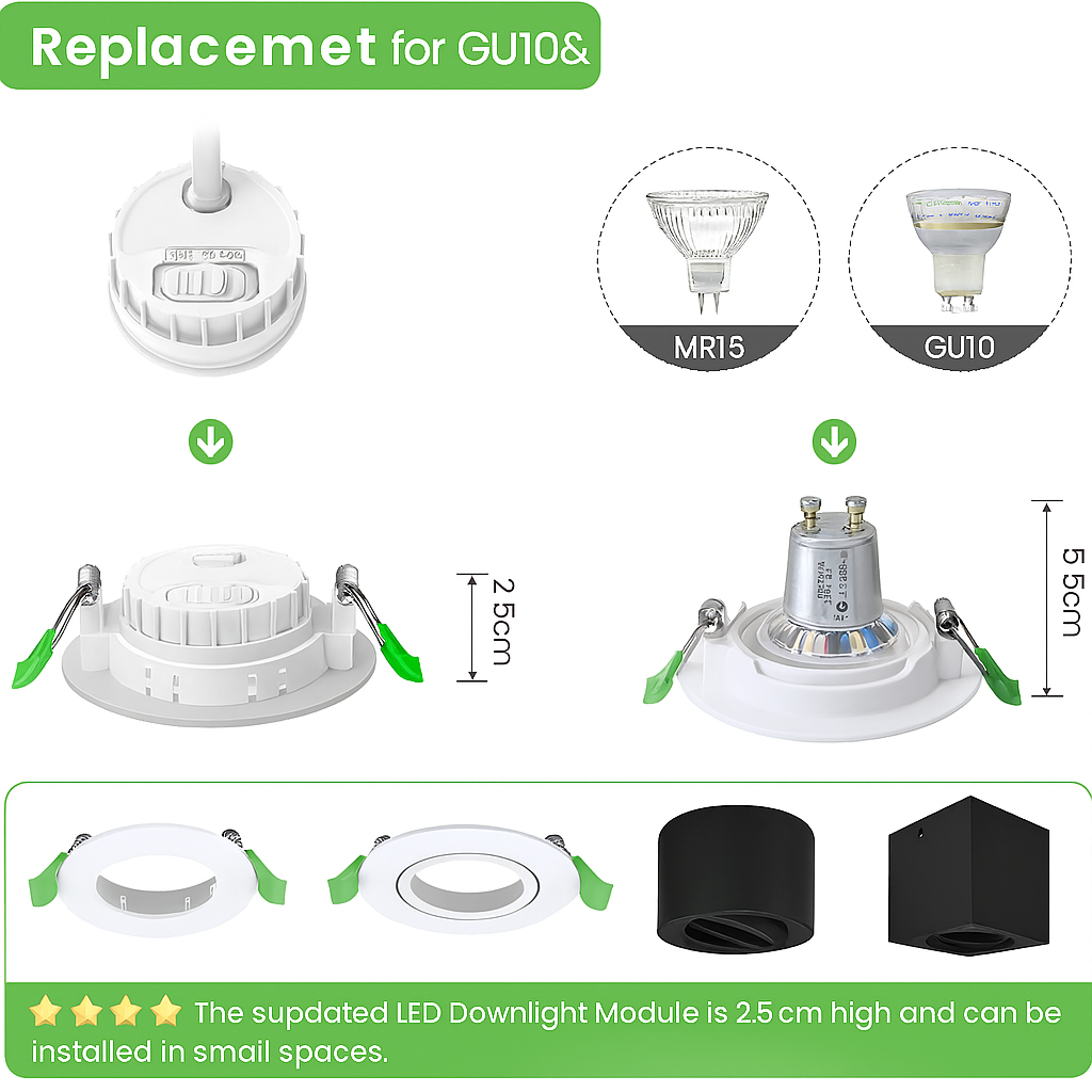 ALUSSO 6W LED Module for Recessed Spotlights - Dimmable, IP44 Waterproof