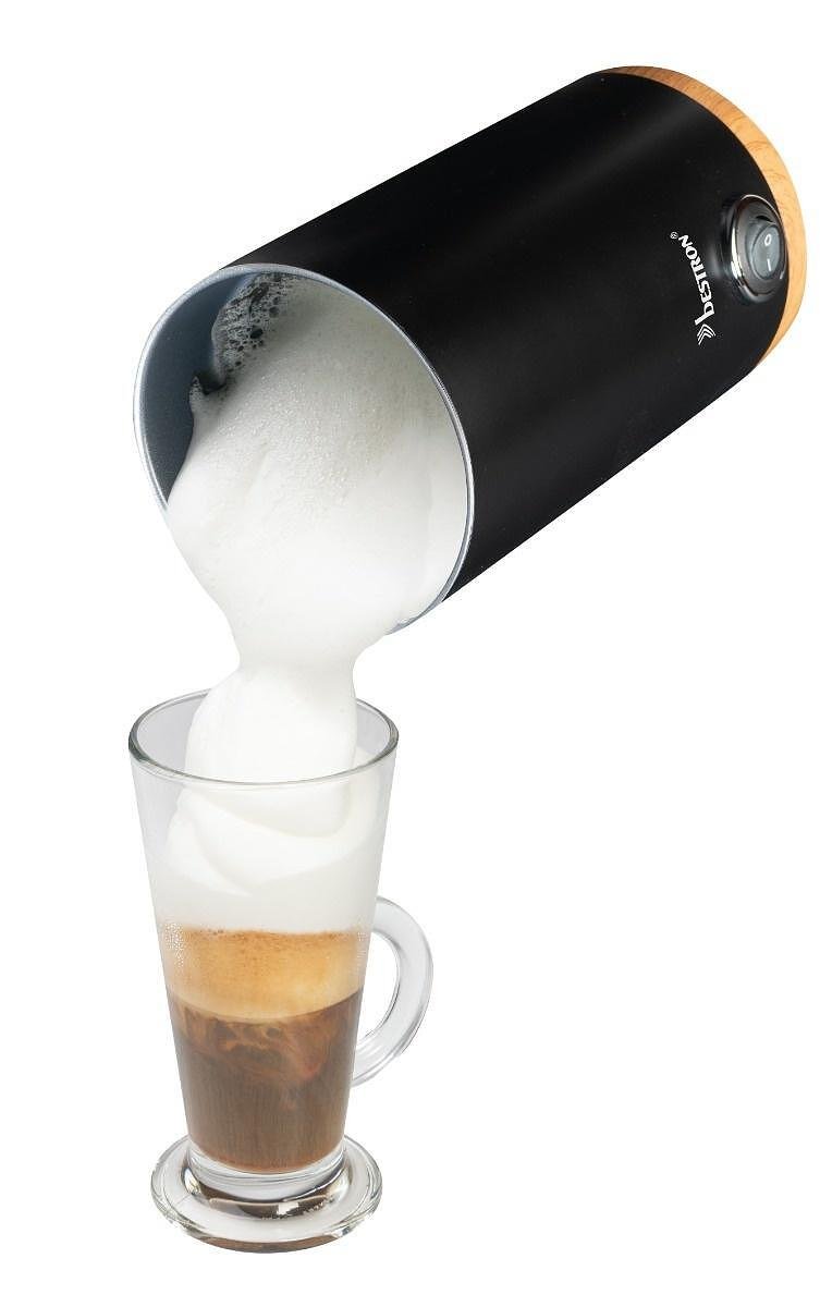 Bestron AMF8050 Electric Milk Frother 300ml Black Wood