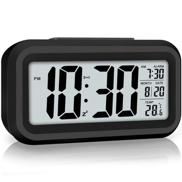 Digital LCD Alarm Clock with Temperature Display Black