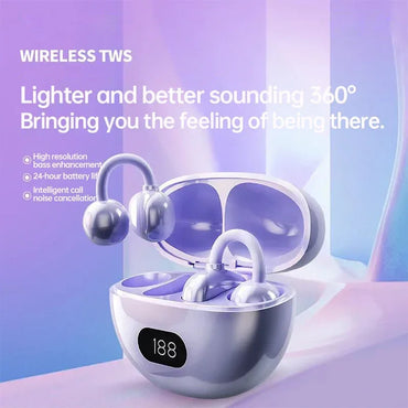 Purple Wireless Clip-On Headphones: Bluetooth 5.4, IPX5 Waterproof, 24-Hour Battery - Gomix Brands Outlet