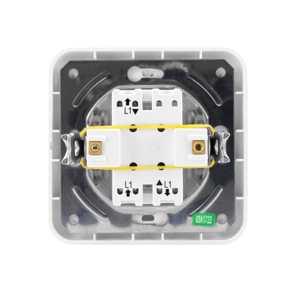 Geba PBE 2R Ultra White Double Rocker Blind Switch