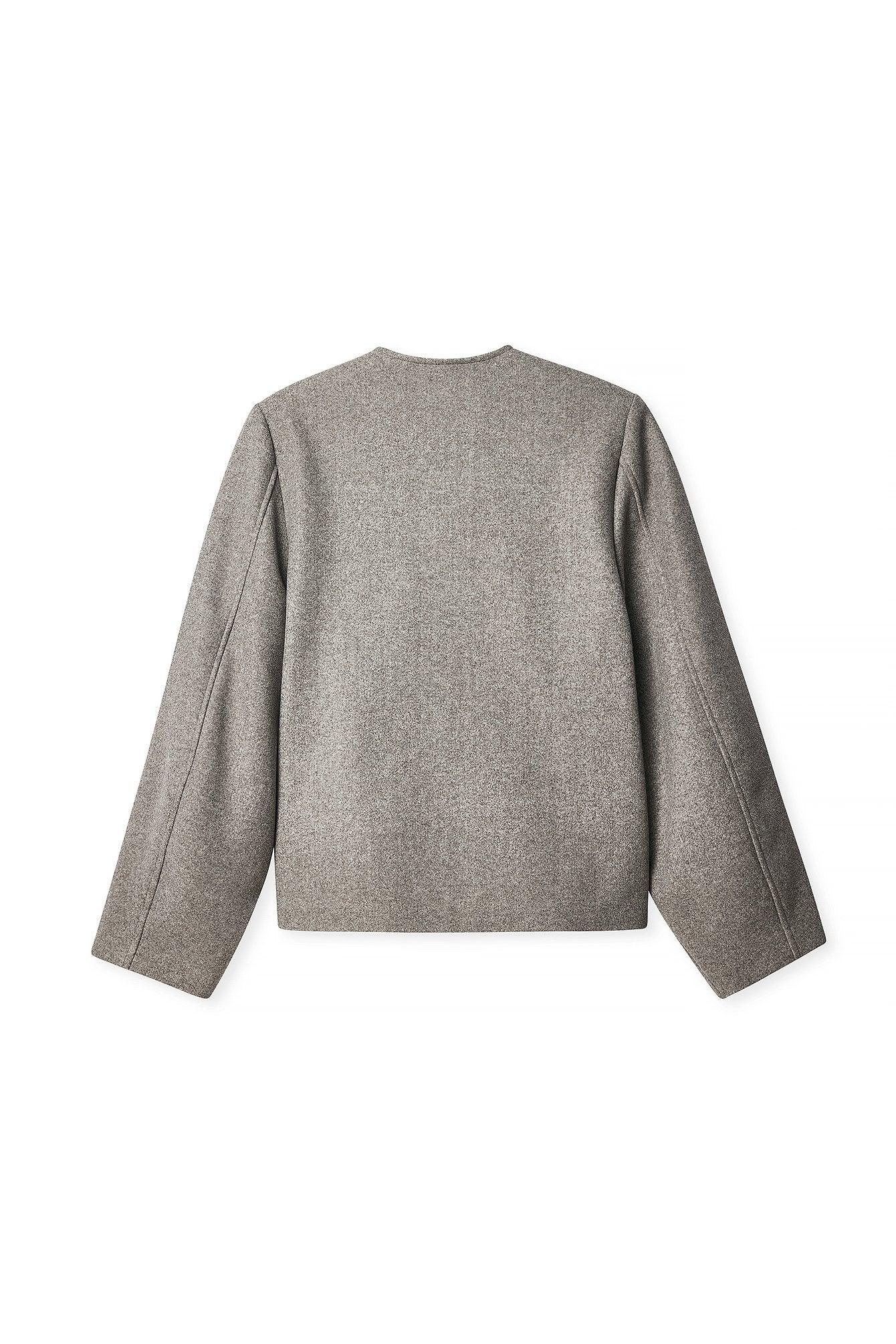 Chic Grey Rounded Sleeve Short Coat - Women's Stylish Button-Front Jacket - Gomix Brands Outlet