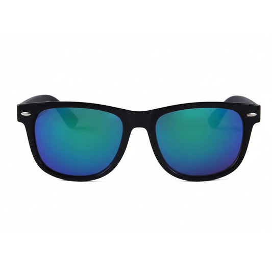 RICH&RARE RR49 Black Plastic Sunglasses with Blue Mirror UV400