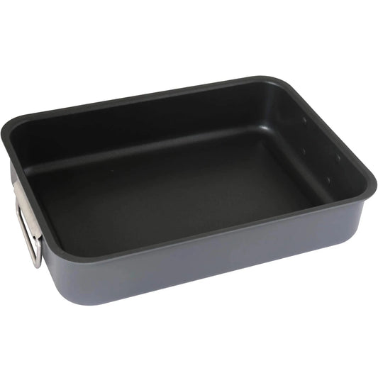 Prima Gray Aluminum Roaster 14x10 Inch Oval Nonstick Pan